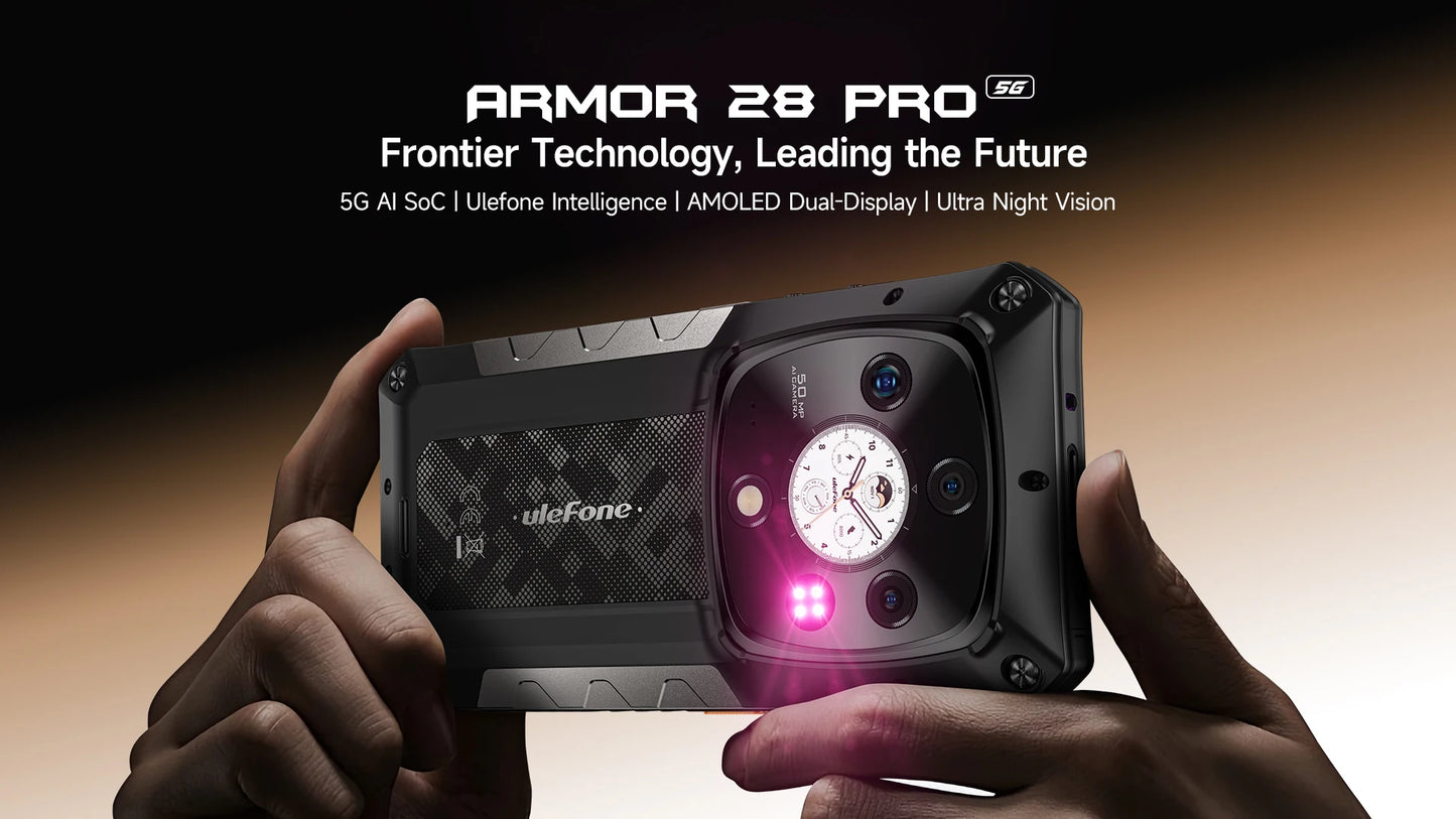 Ulefone Armor 28 Pro 5G AI Rugged Phone 512GB ROM Smartphone 120W MTK Dimensity 7300  10600mAh 6.67”AMOLED 64MP Mobile phone