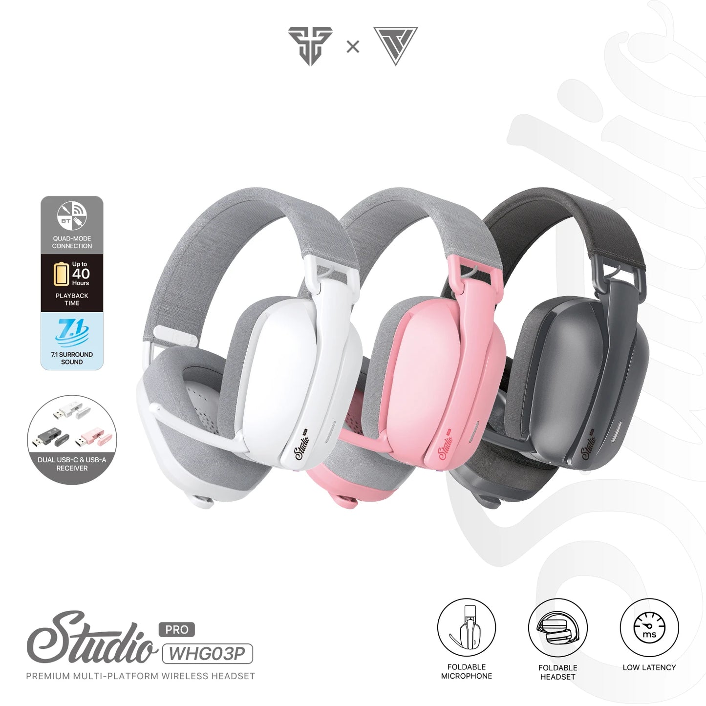 FANTECH WHG03P STUDIO PRO Gaming Headphones Wired& Wireless Bluetooth 7.1 Surround Headset With Noise Reduction Mic For PS5 XBOX - Universal Market