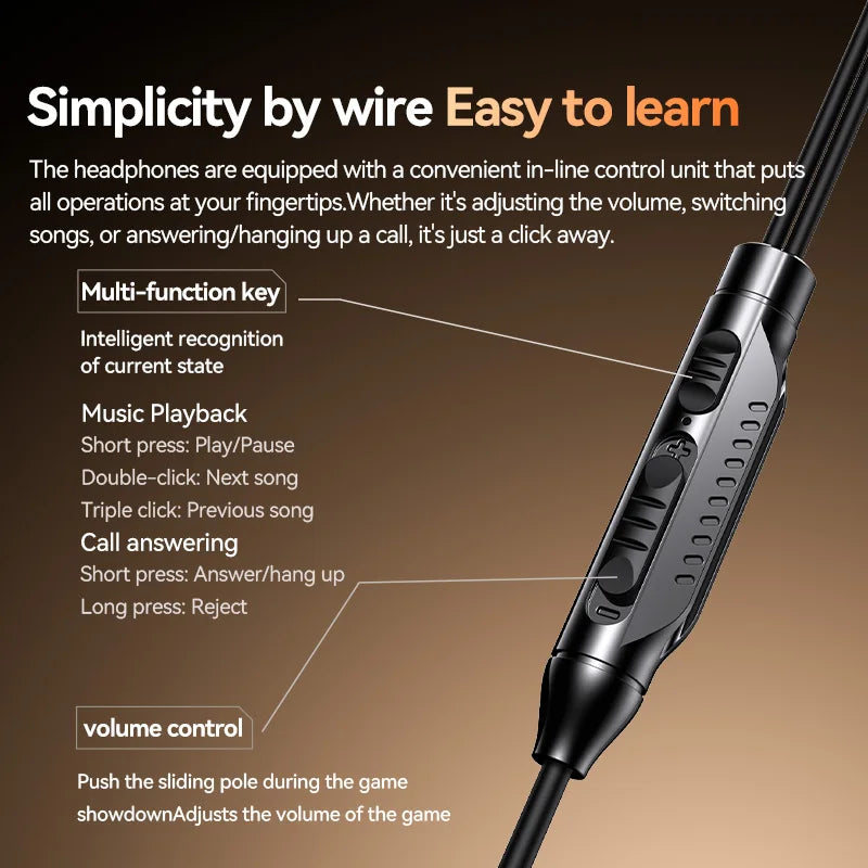 NEW 8D Surround Sound Gaming Earphones Type C&3.5mm Wired In Ear Earbuds Headphones Sports Gamer Headset for Samsung With HD Mic - Universal Market