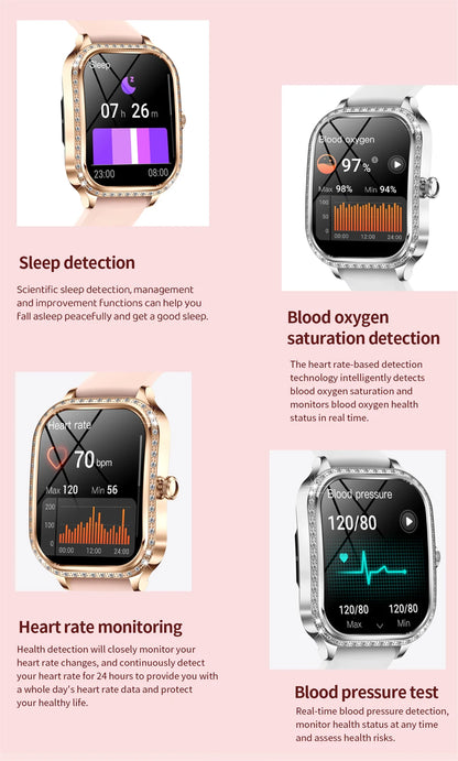For Xiaomi Huawei New Women Smart Watch Heart Rate Blood Pressure Monitor Music Playback AI Voice Sports BT Calling SmartWatch