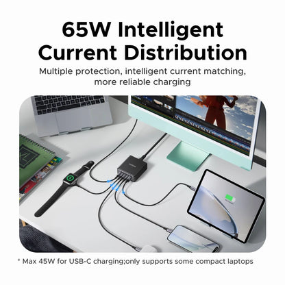 UGREEN 65W GaN Charger PPS QC4.0 PD3.0 5 IN 1 Desktop Charging Station For Phone 16 15 14 Pro Xiaomi Samsung Tablet Macbook Air