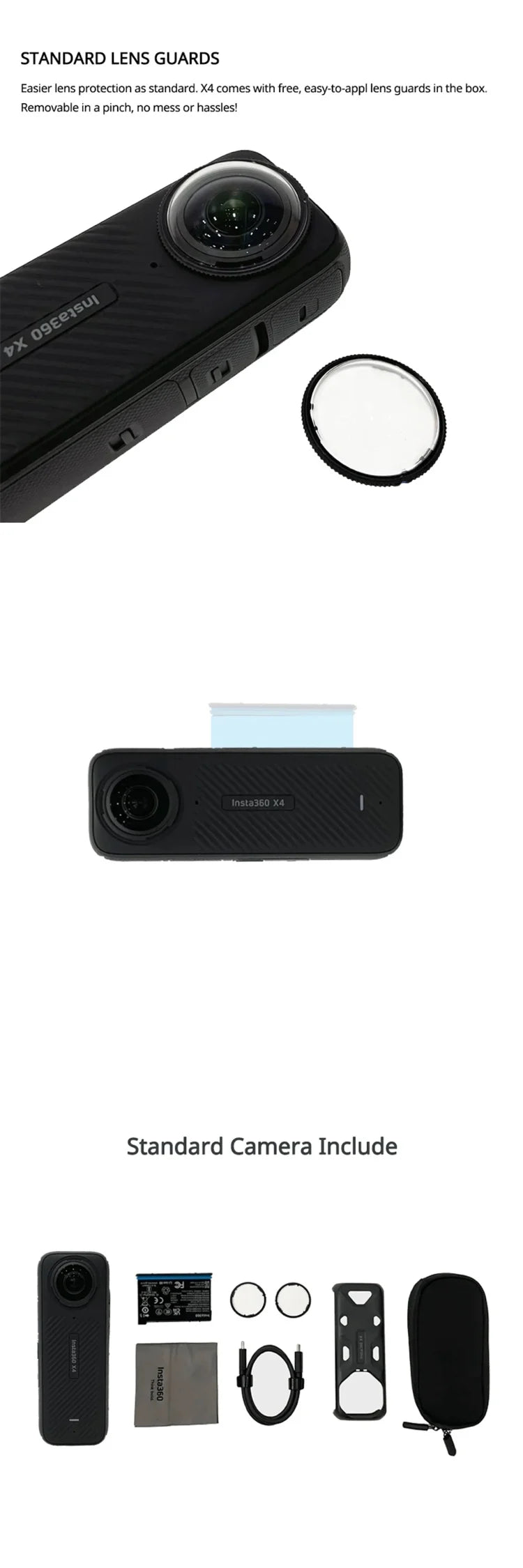 Insta360 X3 - Waterproof 360 Action Camera with 1/2" 48MP Sensors, 5.7K 360 Active HDR Video, 72MP 360 Photo, 4K Single-Lens