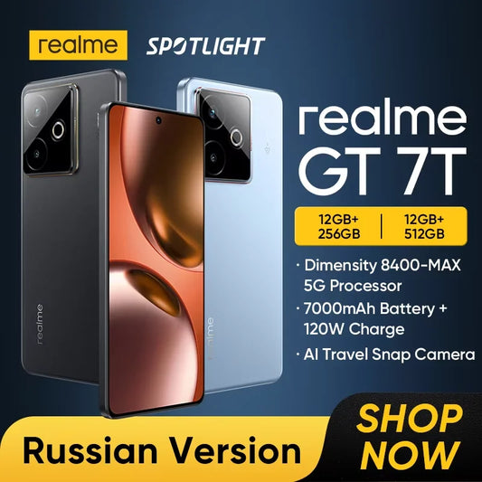[Russian Version] Smartphone realme GT 7T 5G Dimensity 8400-MAX Chipset 7000mAh Battery 120W Charge 50MP Sony OIS Camera NFC