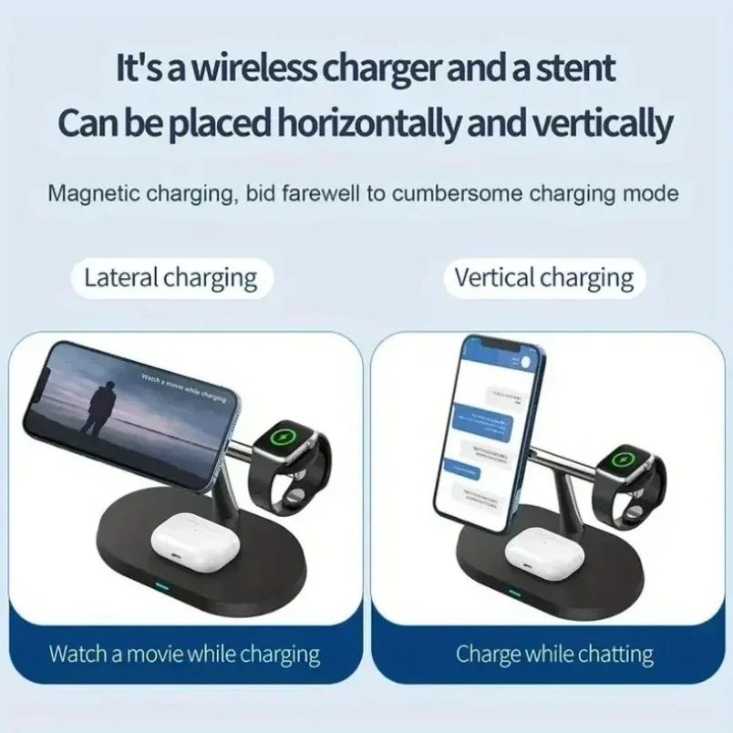 Phone Wireless Charger Desktop 3 IN 1 Magnetic For Magsafe iPhone 16 15 14 13 12 Samsung Apple/Galaxy Watch Fast Charging Dock