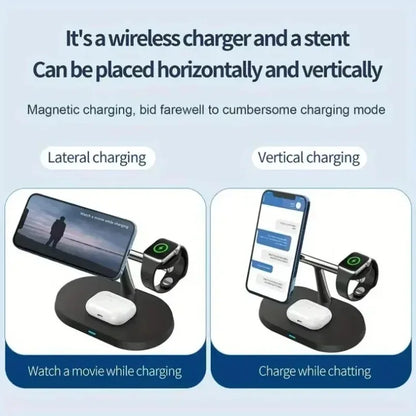 Phone Wireless Charger Desktop 3 IN 1 Magnetic For Magsafe iPhone 16 15 14 13 12 Samsung Apple/Galaxy Watch Fast Charging Dock