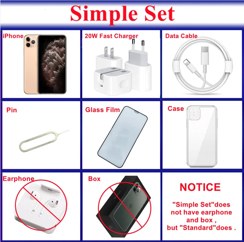 Apple iPhone 11 Pro / 11pro Max ProMax 64GB 256GB ROM 5.8'&6.5' Genuine OLED Face ID A13 4G 98% New Original Unlocked Cell Phone - Universal Market