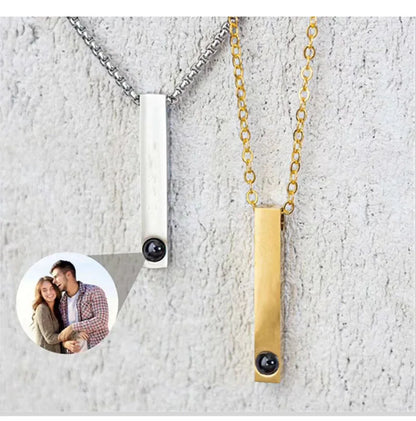 Custom Projection Photo Bar Necklace Personalized Memorial Gift For Him Dad Boyfriend Custom Birthday Anniversary Gifts Jewelry - Universal Market