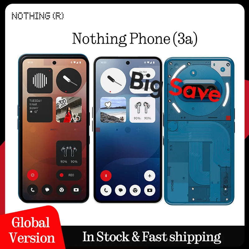 Global Version Nothing Phone (3a) Qualcomm Snapdragon 7s Gen 3 6.77 AMOLED Screen 120Hz Dual 50 MP Camera