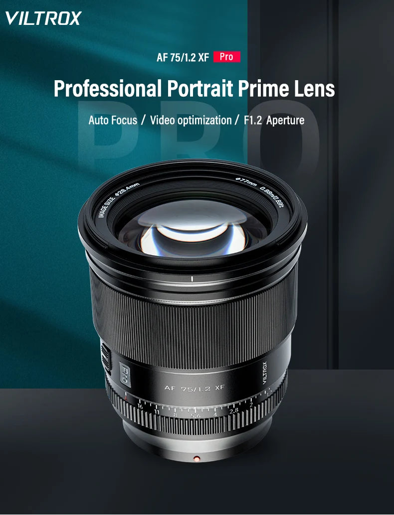Viltrox 75mm F1.2 pro AF Auto Focus Large Aperture Lens for Fujifilm XF mount Camera for Fuji X X-T4 T100 X-H2S XT30 X-Pro3 - Universal Market