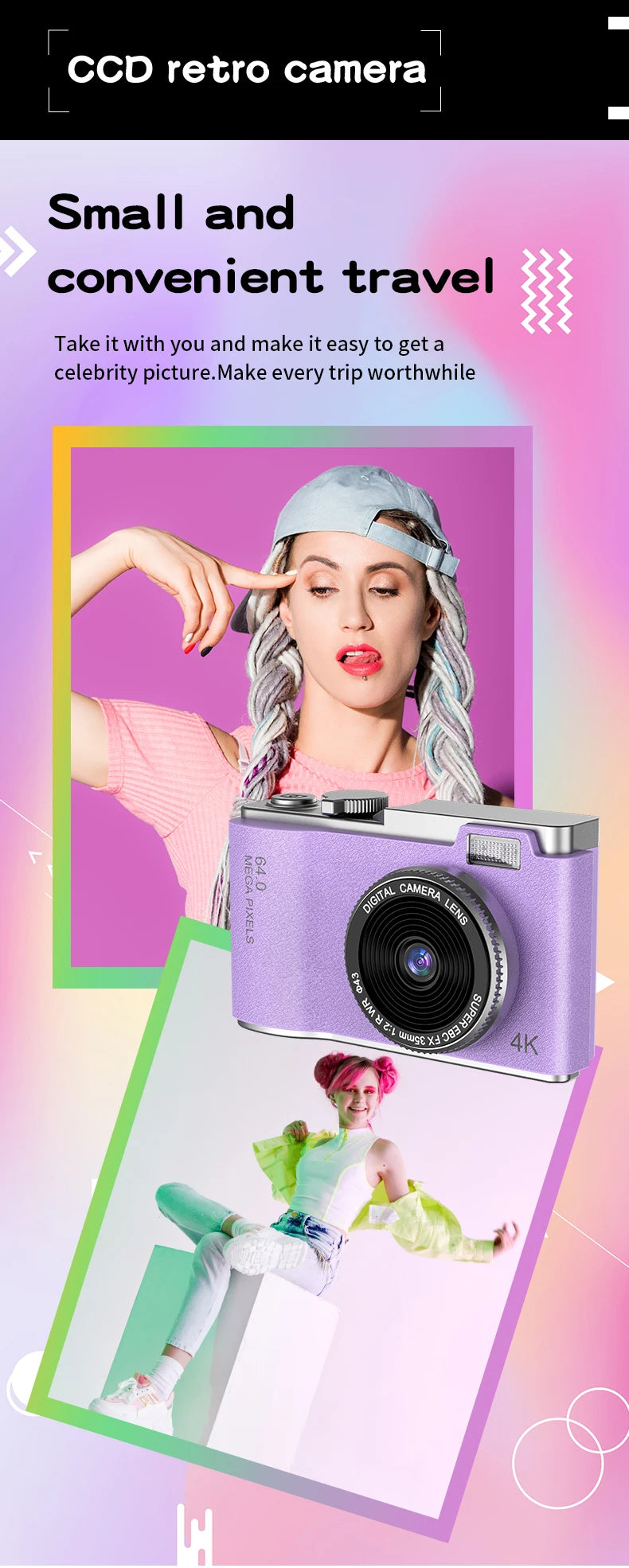 Kid Digital Camera for Children Camcorder Rechargeable Cameras Vlogging Camera 2.4" Rechargeable for Kid Beginner Photography - Universal Market