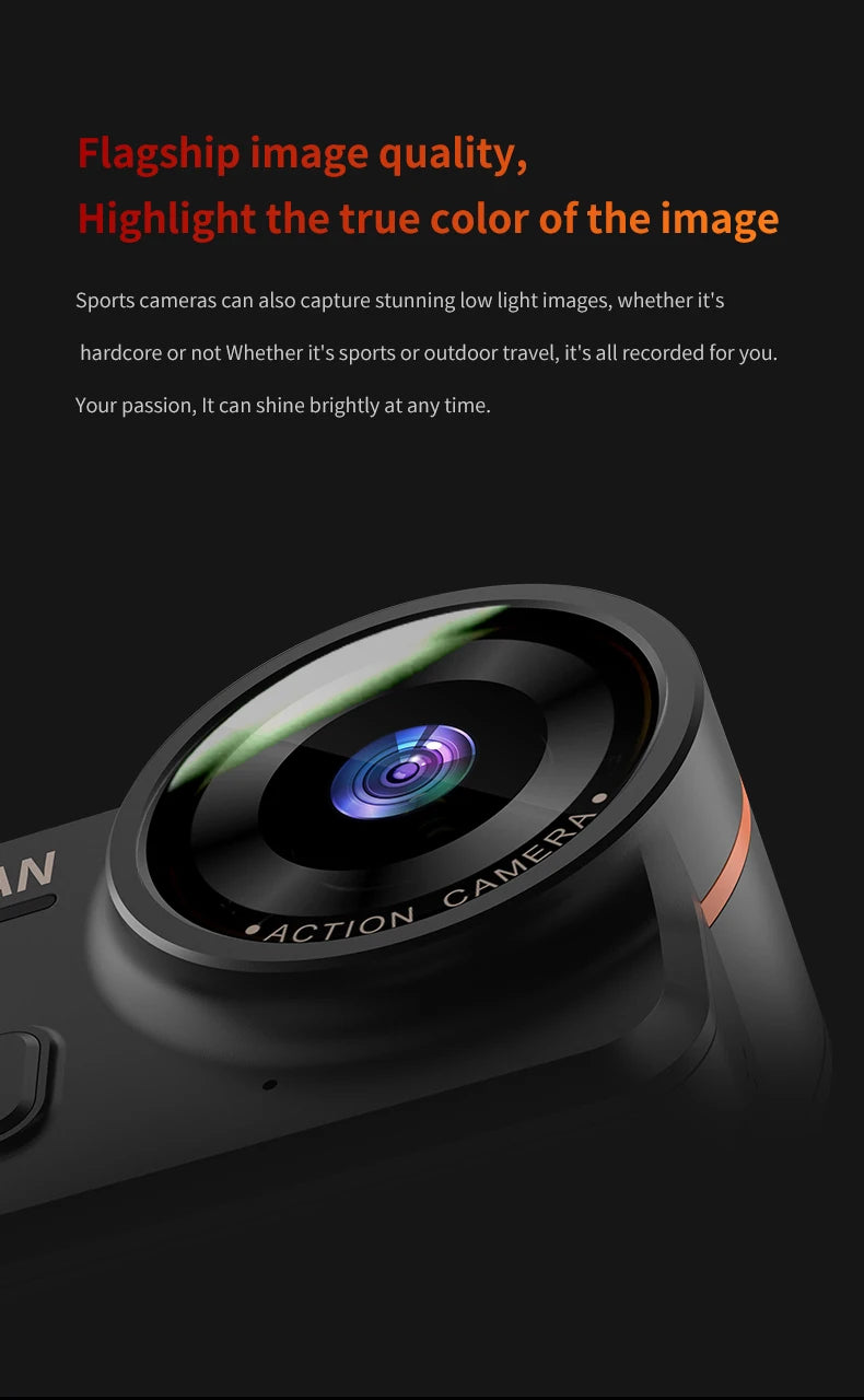 VIRAN V10 5K Action Camera Electronic Image Stabilization 2" Touch LCD 4K Waterproof Action Camera Dashcam Motion Detection