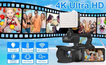 64MP 4K 60FPS Camcorder For Tiktok Youtube Video Camera Rotate Touch Screen Photography Camera WIFI Streaming Webcam Recorder - Universal Market