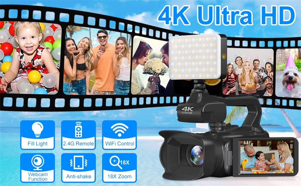 64MP 4K 60FPS Camcorder For Tiktok Youtube Video Camera Rotate Touch Screen Photography Camera WIFI Streaming Webcam Recorder - Universal Market