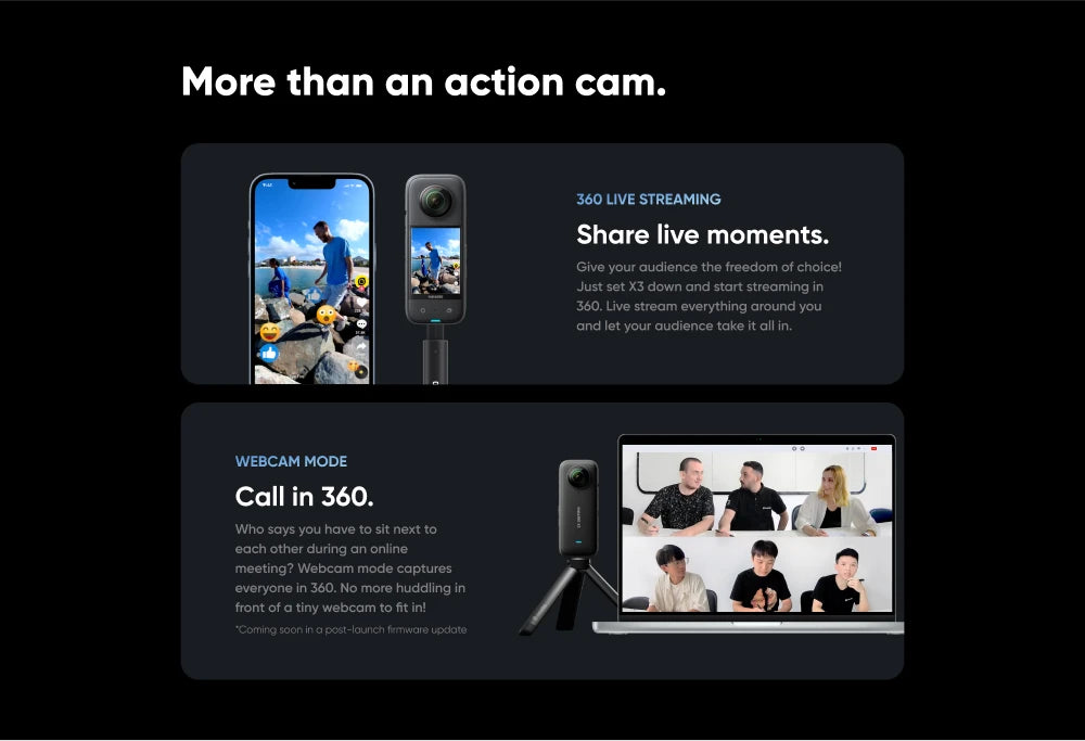 Insta360 X3 - Waterproof 360 Action Camera with 1/2" 48MP Sensors, 5.7K 360 Active HDR Video, 72MP 360 Photo, 4K Single-Lens