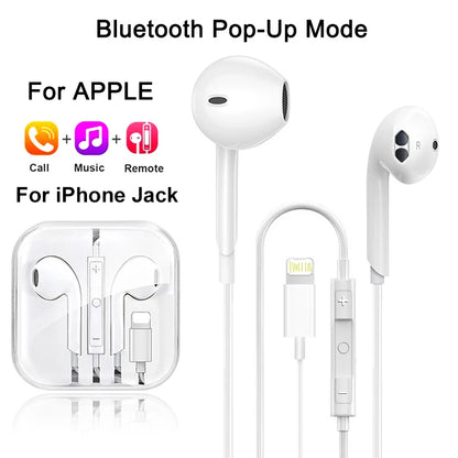 Original Headphones For Apple iPhone 16 15 14 13 11 12 Pro Max Plus In-ear Lightning 3.5MM Wired Bluetooth Earphones Accessories - Universal Market