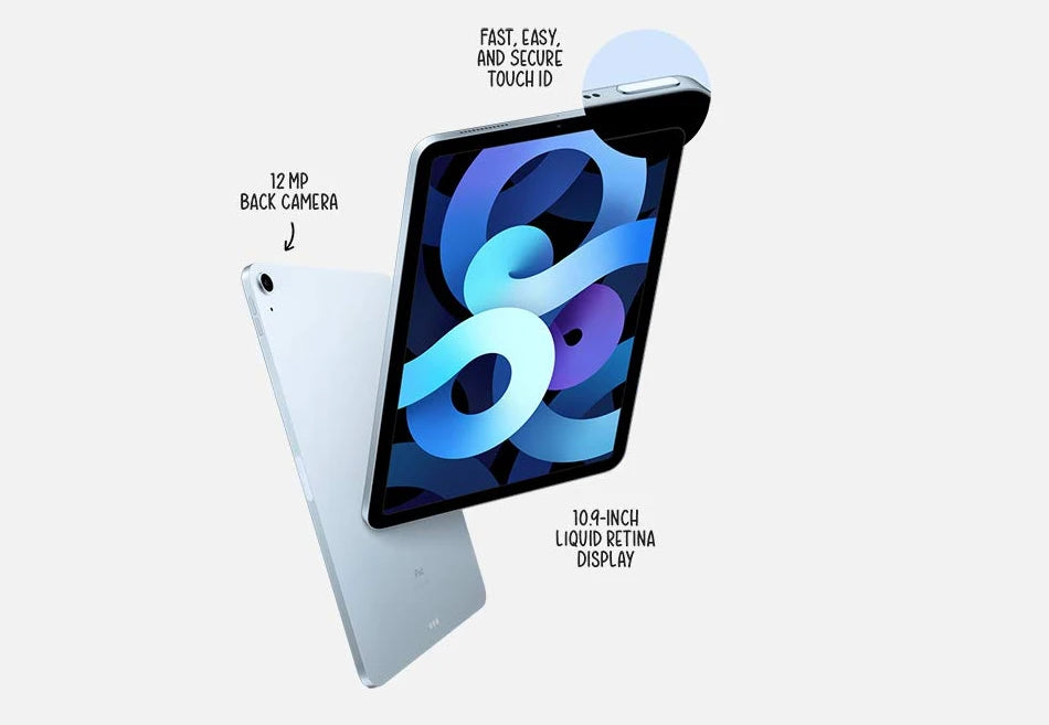 Apple ipad Air 4th Gen 2020 Model Tablet PC 64GB A14 Fusion 10.9 inch Screen 12MP+7MP Camera Touch ID Wifi Version - Universal Market