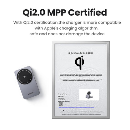 UGREEN 3-in-1 MFi 15W MAX Magnetic Wireless Charger Qi2 Charging Stand For iPhone 16 17 Pro Max For MagSafe Fast Charger