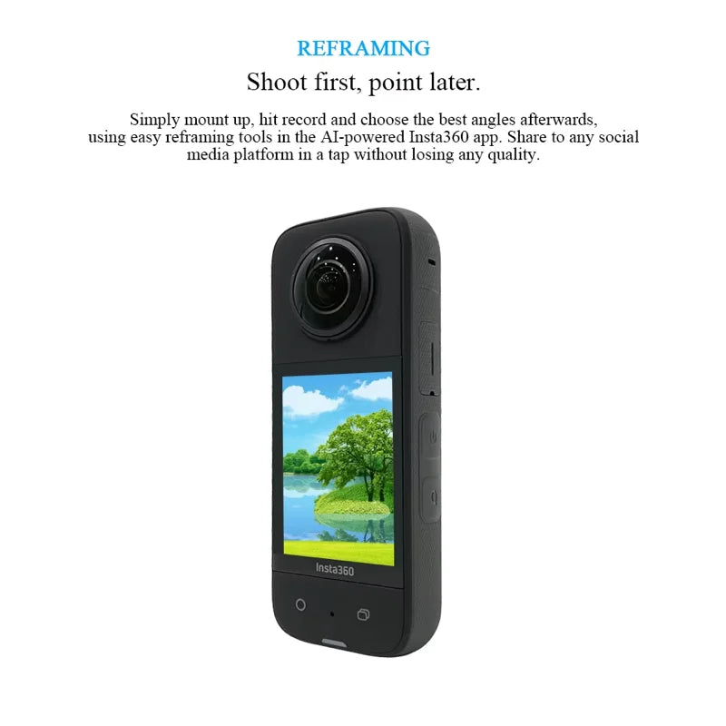 Insta360 X3 - Waterproof 360 Action Camera with 1/2" 48MP Sensors, 5.7K 360 Active HDR Video, 72MP 360 Photo, 4K Single-Lens