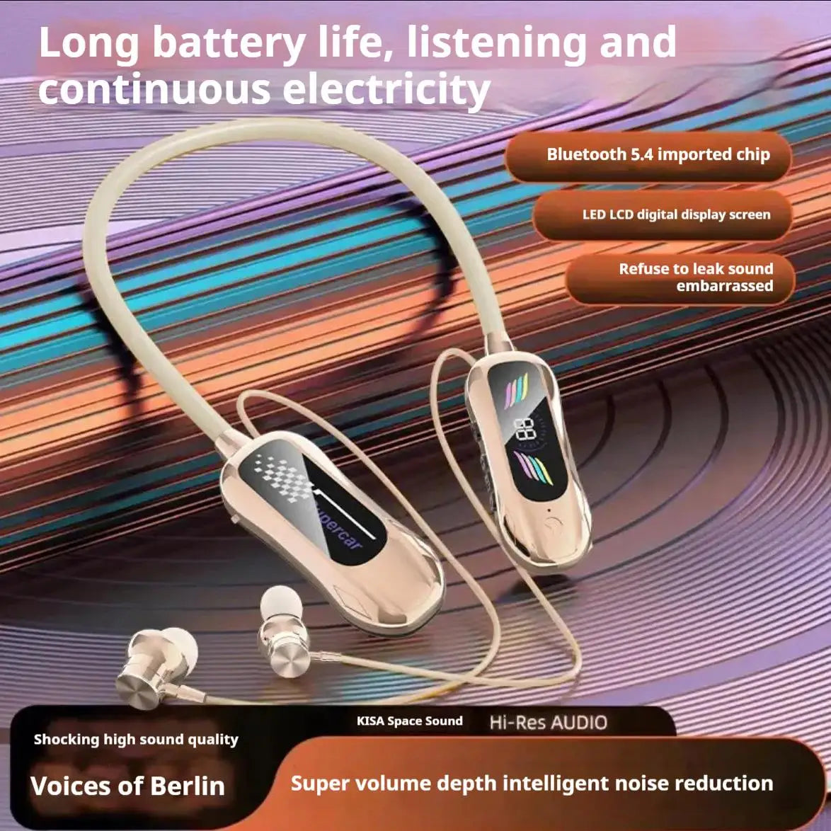 Sports Car Shape Stereo Sound Neckband LED Display Wireless Bluetooth Headphones Magnetic in-ear Headsets Sports Gamer Earphones - Universal Market