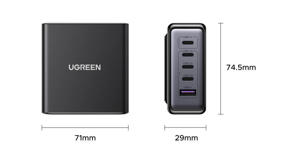UGREEN 65W GaN Charger PPS QC4.0 PD3.0 5 IN 1 Desktop Charging Station For Phone 16 15 14 Pro Xiaomi Samsung Tablet Macbook Air