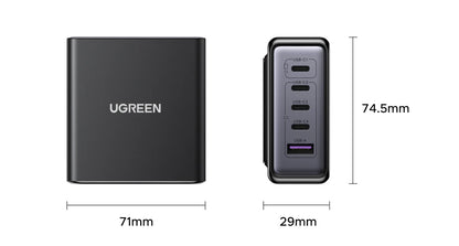 UGREEN 65W GaN Charger PPS QC4.0 PD3.0 5 IN 1 Desktop Charging Station For Phone 16 15 14 Pro Xiaomi Samsung Tablet Macbook Air