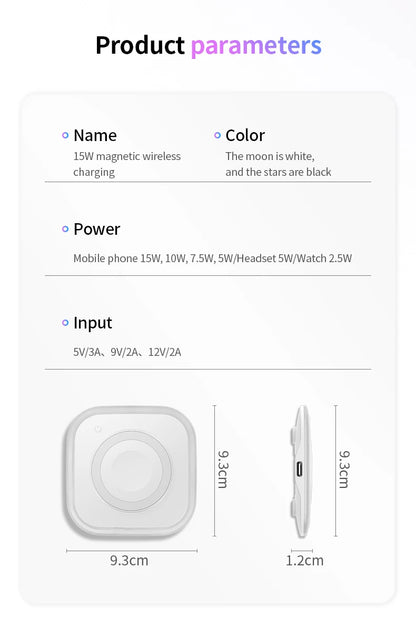 2025 New Wireless Charger 3-In-1 Magnetic Charger - Compatible With All Iphone Models, Smartwatches, And Headphones