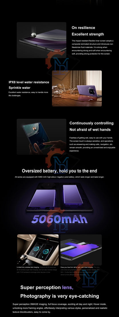 Original Huawei Mate X5 Folded Screen 5G Mobile Phone 7.85" Kunlun Glass Screen HarmonyOS 4.0 Kirin 9000S Octa Core Smartphone