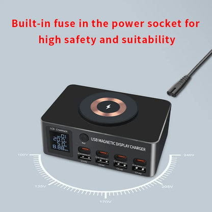 1080W GaN USB C Charger 8-Port Desktop Charger Type C 330W PD3.0 PPS QC3.0 Fast Charging for MacBook Tablet Samsung iPhone 15 16