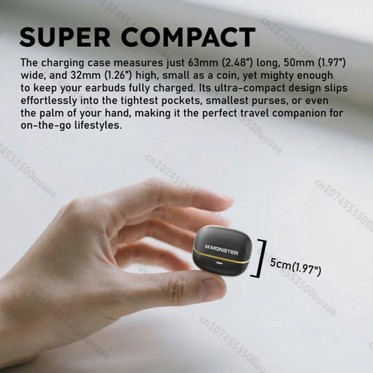 Monster AURA FIT GT19 Mini Invisible Earbuds Half in-Ear Bluetooth Headphone IPX5 Waterproof Wireless Sports Earphones with Mic - Universal Market