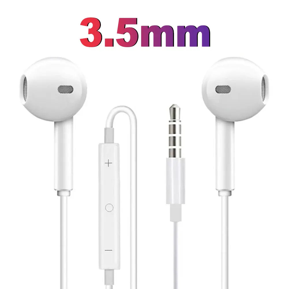 Original Headphones For Apple iPhone 16 15 14 13 12 11 Pro Max Plus For Lightning USB C 3.5MM In-ear Wired Earphones Accessories - Universal Market