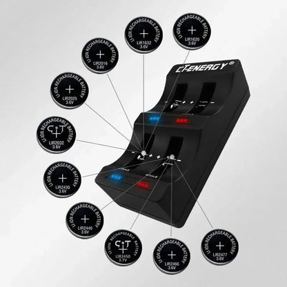 Travel Portable Charger for 1220 1240 1620 1632 2032 2025 2016 2430 2440 2450 2477 Lithium Coin Battery 8 Slot Smart Charger
