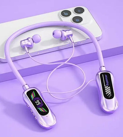 Sports Car Shape Stereo Sound Neckband LED Display Wireless Bluetooth Headphones Magnetic in-ear Headsets Sports Gamer Earphones - Universal Market