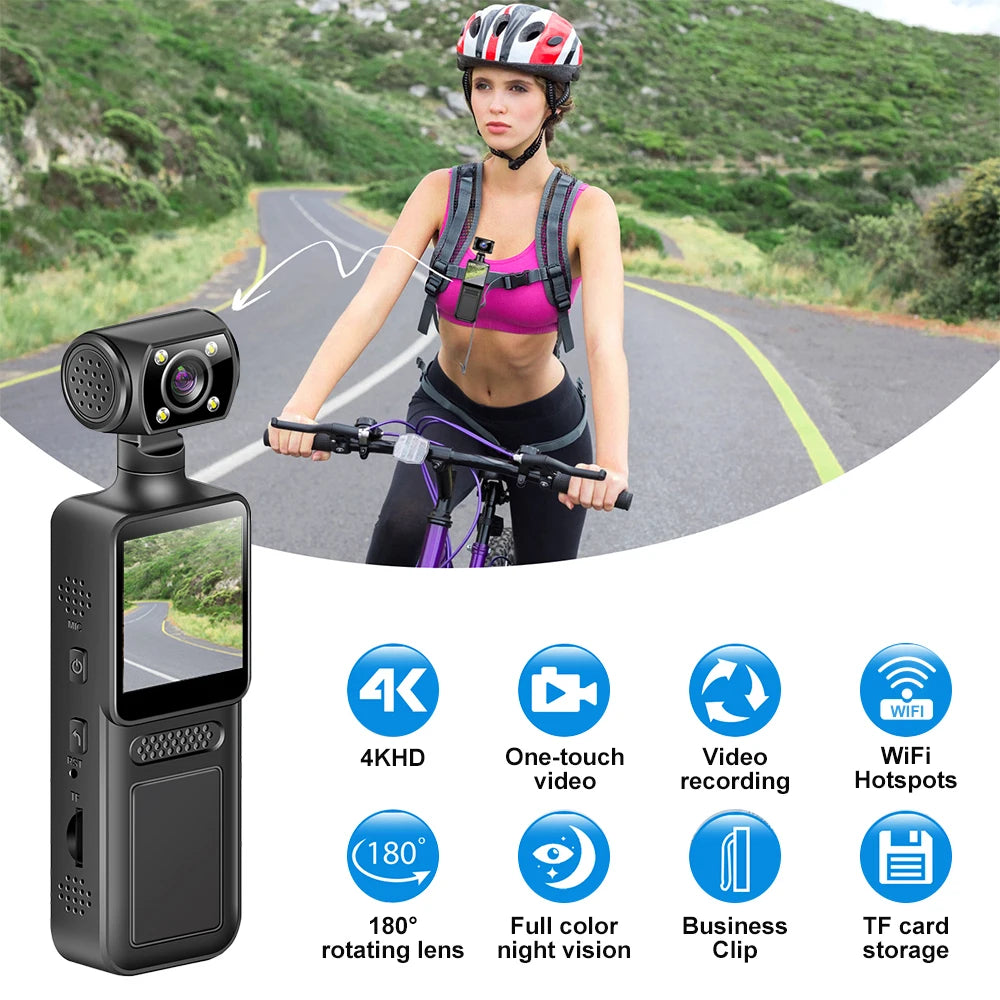 Ultra HD 4K WiFi Mini Camera Pocket Action Camera Wearable Camera 4K HD Camera Helmet Travel Bicycle Driver Recorder Camcorder - Universal Market