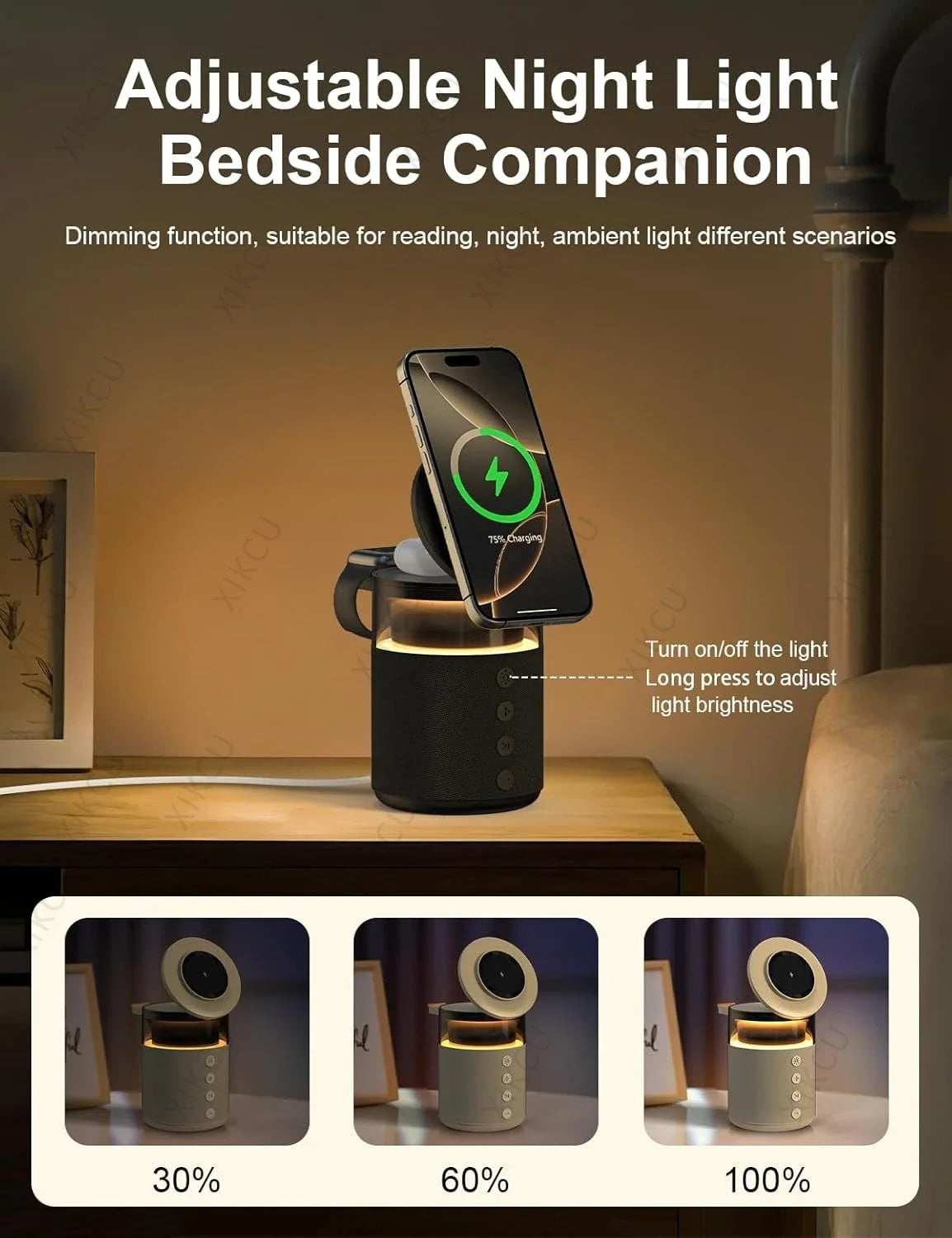 3 in 1 Magnetic Wireless Charger Speaker Night Light For iPhone 17 16 15 14 13 12 Pro Max Apple Watch AirPods Pro Fast Charging