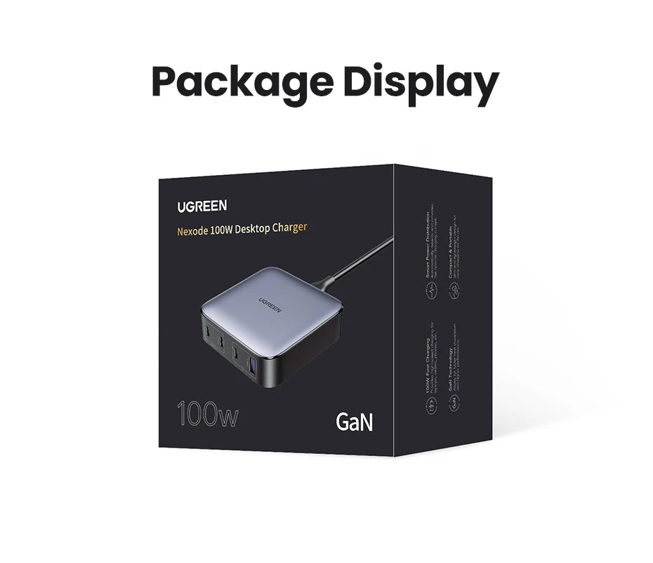 UGREEN 100W GaN Charger Desktop Laptop Fast Charger 4 in 1 Adapter For iPhone 17 16 15 14 Pro Max Phone Charger Xiaomi Samsung