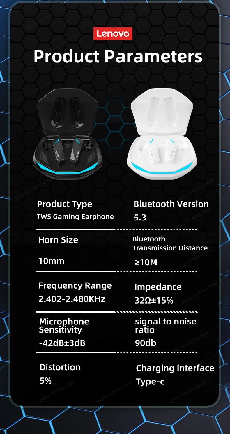 Original Lenovo GM2 Pro 5.3 Earphone Bluetooth Wireless Earbuds Low Latency Headphones HD Call Dual Mode Gaming Headset With Mic - Universal Market