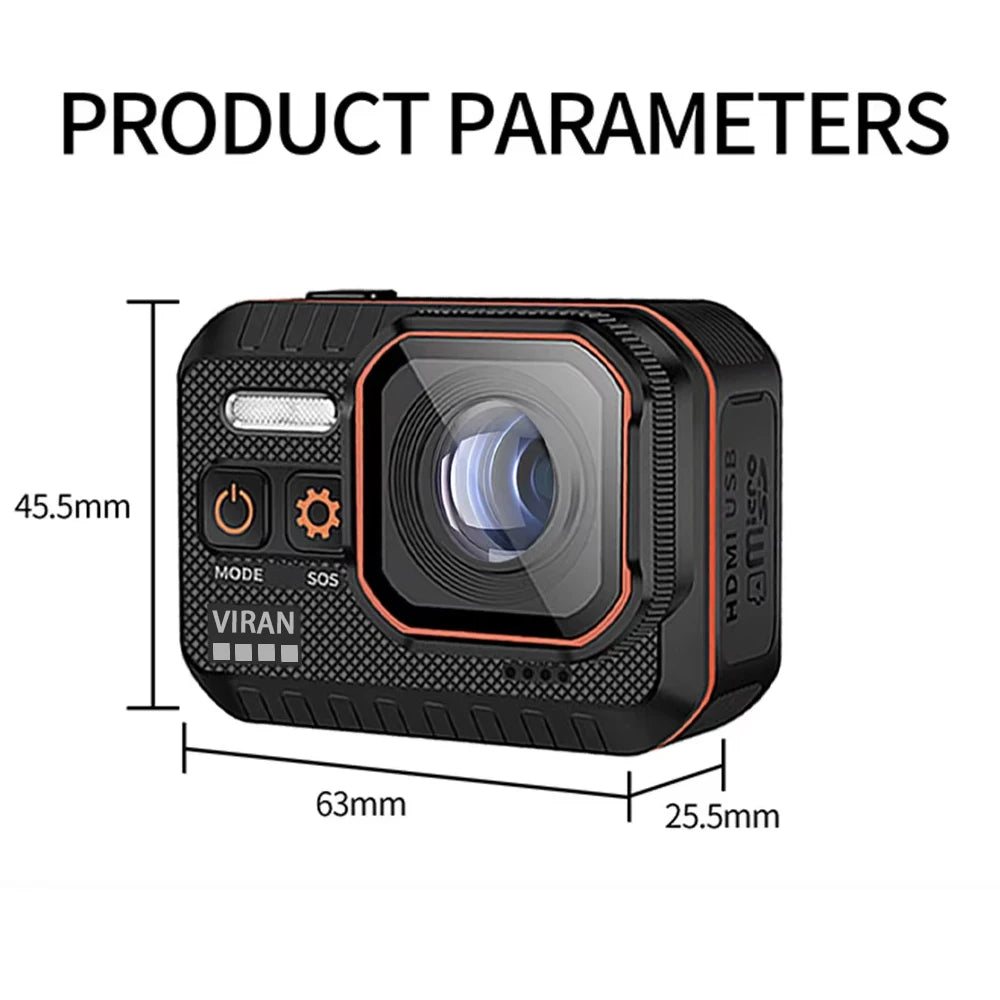 Action Camera 4K60FPS With Remote Control Screen Waterproof Sport Camera Drive Recorder Sports Camera Helmet Action Cam