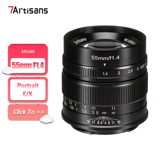 7artisans APS-C 55mm F1.4 Large Aperture Manual Focus Mirrorless Camera Lens for Portrait Photography with Sony E Fujifilm XF - Universal Market