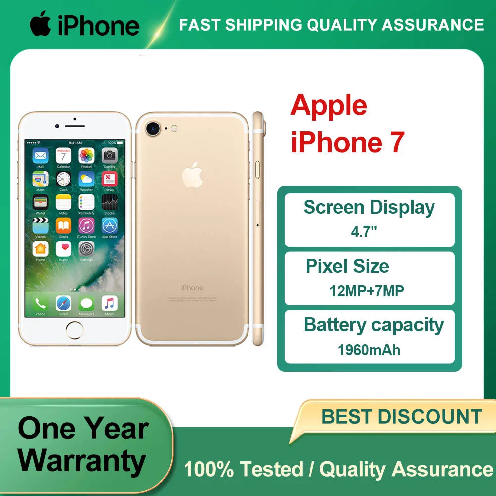 Apple iPhone 7 Original Used Unlocked 4G Mobile Phone  4.7" 32/128/256GB ROM 12MP Camera Hexa-core IOS NFC Smartphones