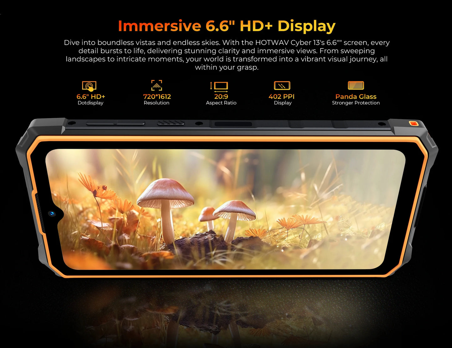 [World Premiere] HOTWAV Cyber 13 Rugged Phone 150LM Flashlight 8GB 128GB Smartphone 6.6'' HD+ 10800mAh 64MP Android 14 Cellphone