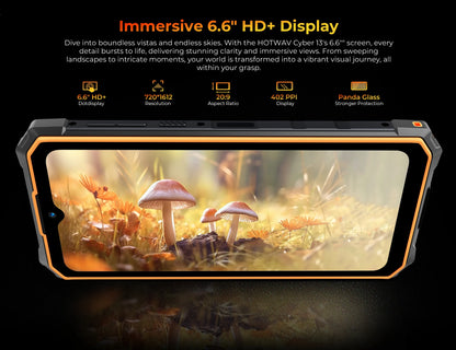 [World Premiere] HOTWAV Cyber 13 Rugged Phone 150LM Flashlight 8GB 128GB Smartphone 6.6'' HD+ 10800mAh 64MP Android 14 Cellphone
