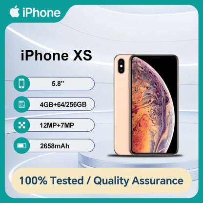 Unlocked Original Apple iPhone XS 64/256GB ROM 4GB RAM IOS A12 Bionic Hexa Core 5.8'' Dual 12MP 4G Used Cell Phone - Universal Market