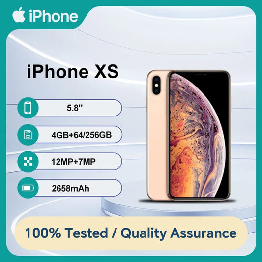 Unlocked Original Apple iPhone XS 64/256GB ROM 4GB RAM IOS A12 Bionic Hexa Core 5.8'' Dual 12MP 4G Used Cell Phone - Universal Market