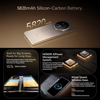 Global Version HONOR Magic V5 5G 16GB+512GB Foldable OLED Screen Snapdragon 8 Elite 5820 mAh Battery 50W Wireless SuperCharge