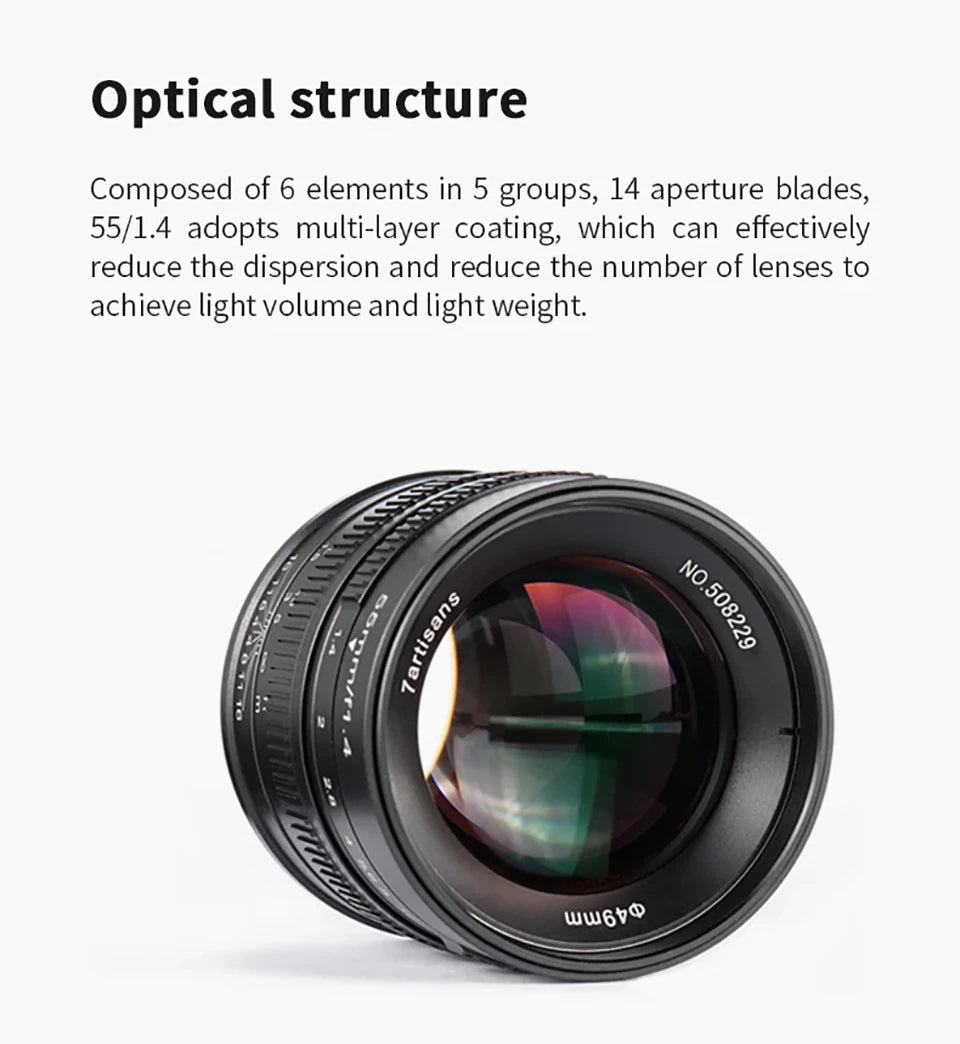 7artisans APS-C 55mm F1.4 Large Aperture Manual Focus Mirrorless Camera Lens for Portrait Photography with Sony E Fujifilm XF - Universal Market