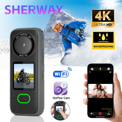 4K HD Action Camera Mini Sports Camera WIFI Wireless Sport Action Cam Waterproof Touchscreen Motorcycle Driving Recorder Outdoor