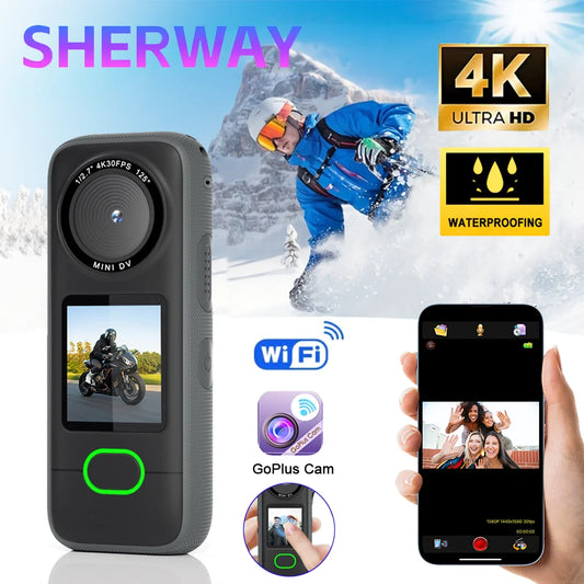 4K HD Action Camera Mini Sports Camera WIFI Wireless Sport Action Cam Waterproof Touchscreen Motorcycle Driving Recorder Outdoor
