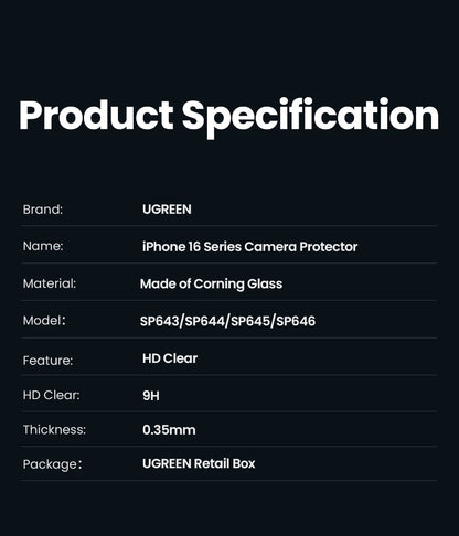 UGREEN Screen Protector For iPhone 16 Pro Full Cover Tempered Glass For iPhone 16 Plus Pro Max Camera Lens Protectors
