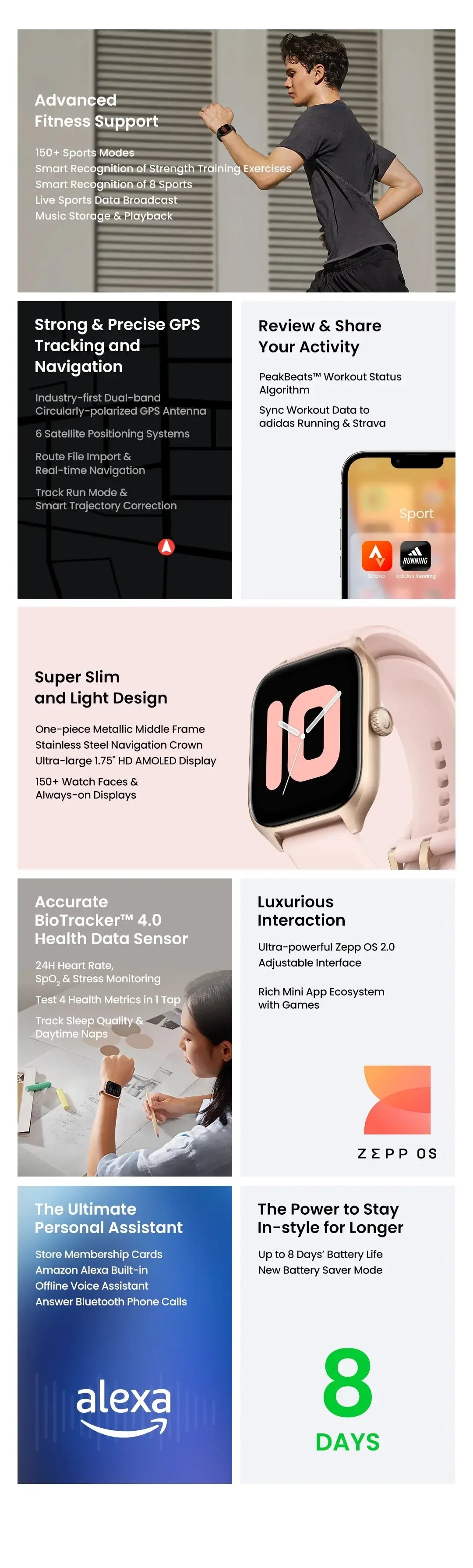 Brand New Amazfit GTS 4 Smartwatch Zepp OS GPS Alexa 24H Heart Rate 150 Sports Modes Smart Watch For IOS Android