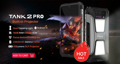 Unihertz Tank 3 Pro 8849 with 100 Lumens 120Hz Projector ,32GB/36GB RAM,512GB ROM,23800mAh 120W Fast Charger,5G,200MP Camera